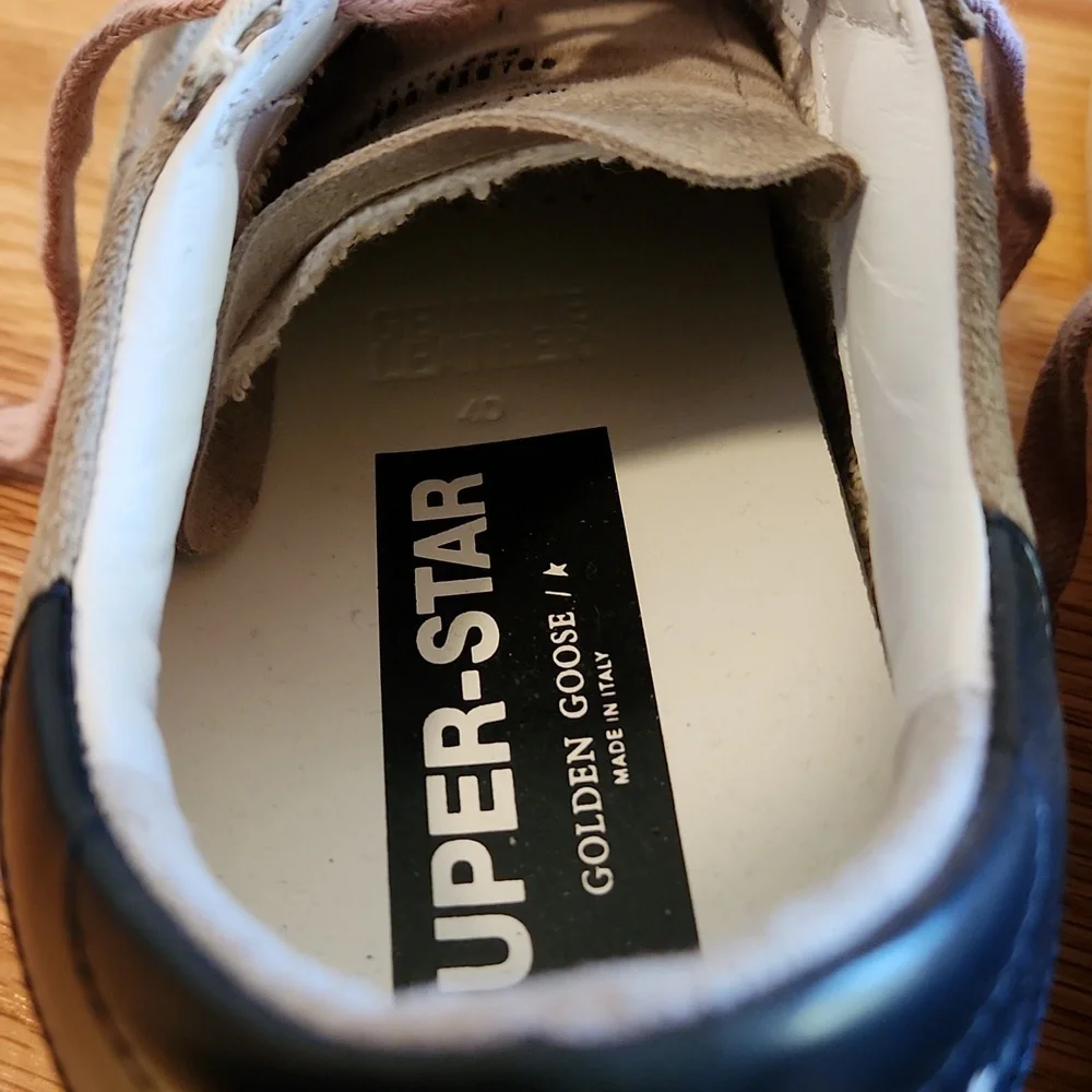 Golden Goose Super Star Taupe Suede, Pink Laces, Silver Star, Size 10B, or 40 - Picture 14 of 17